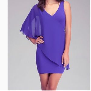 Bebe Asymmetrical Flutter Sleeve Dress